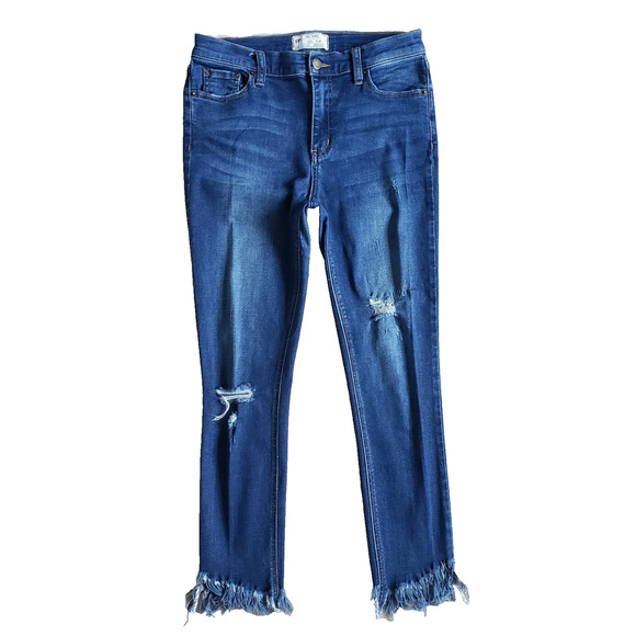 Free People Jeans Womens 28 Great Heights Frayed Fringe Boho Hem Pants 28x27 - Picture 1 of 10